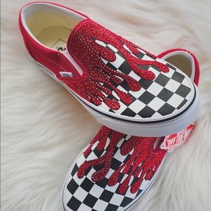 Swarovski crystal flame checkered Vans